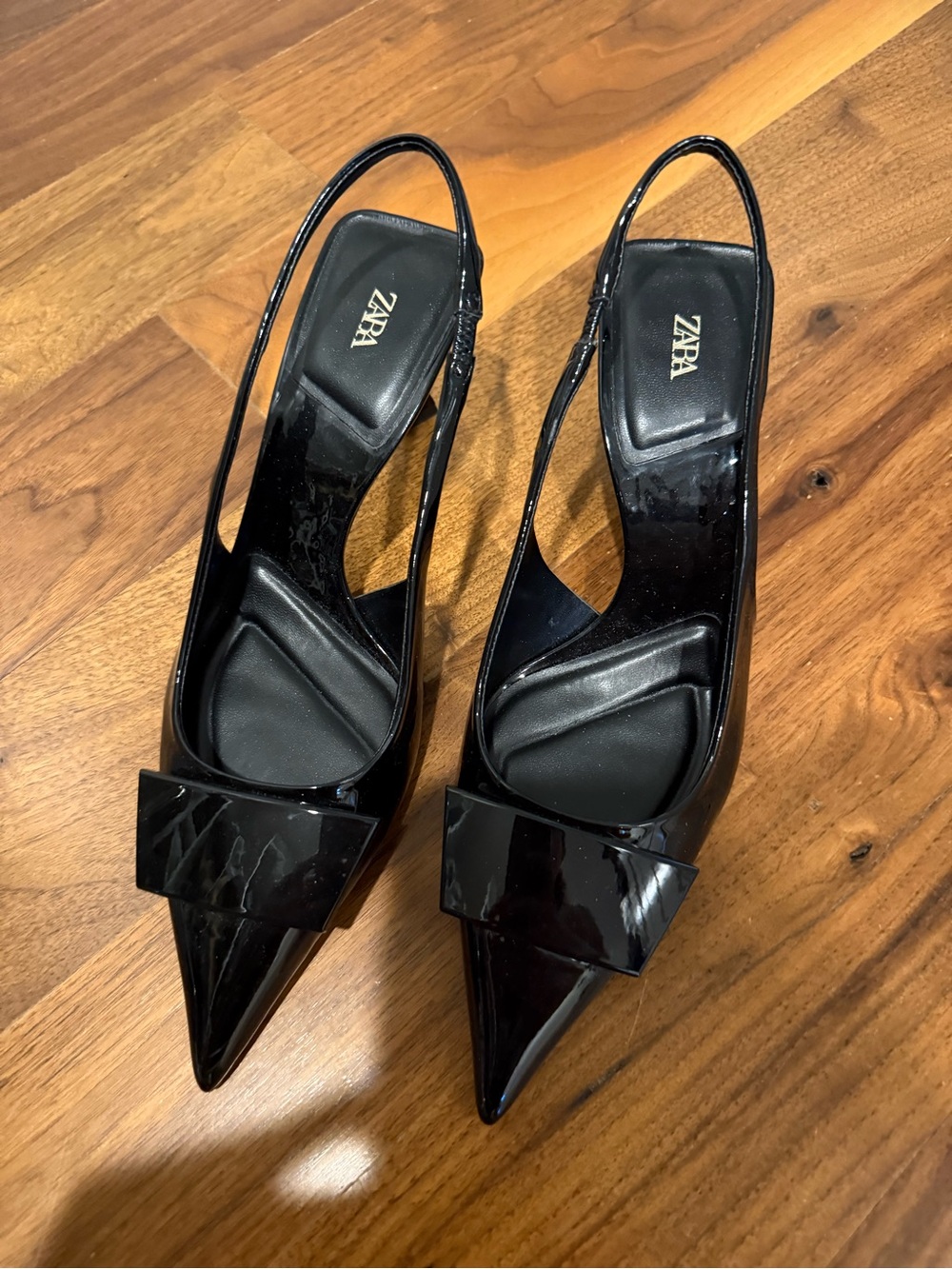 ZARA Black Patent Slingback Heels